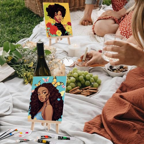 Cholemy 36 Pcs Paint and Sip Kit Gift for Adults 8''x10'',Flowers Woman - style: Flowers Woman