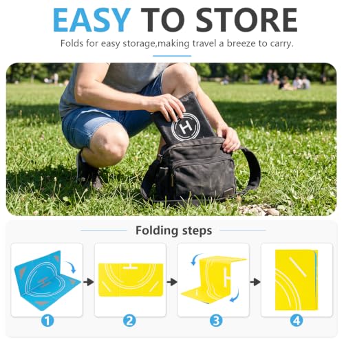 Night Reflective Drone Landing Pad, Foldable Quick-Fold Heavy-Duty Double-Sided Launch Pad (25 inch), Waterproof and Dirt-Resistant Portable, Drone Accessory - Yellow/Blue - color: Yellow/Blue-25inch