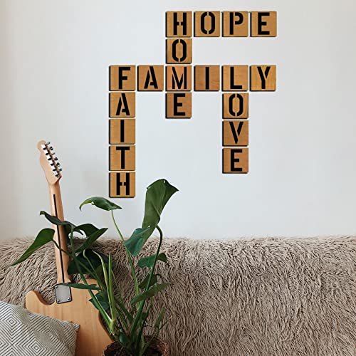 YEAJON 13 Inch Letter Stencils Symbol Numbers Craft Stencils, 42 Pcs Reusable Alphabet Templates Interlocking Stencil Kit for Painting on Wood, Wall, Fabric, Rock, Sign, DIY Art Projects - size: 13 inch