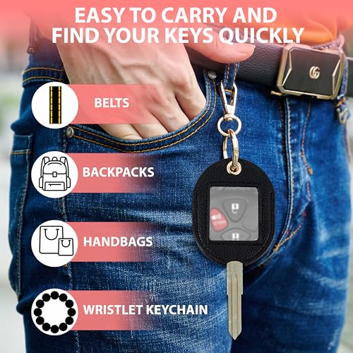 Leather Remote Key Fob Sleeve for Broken Car Key Loop Replacement - color: Black 02, Extra Large