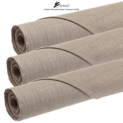Senso Clear Primed Linen Canvas Roll – 14 oz, Medium Tooth, 54" x 6 Yards – Professional-Grade Linen for Oil, Acrylic, and Mixed Media Painting - size: 54 in x 6 yard