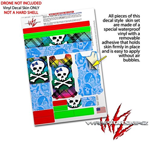 Skin Decal Wrap 2 Pack Compatible with DJI Ryze Tello Rainbow Plaid Skull Drone NOT Included