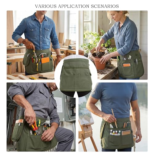 Nanxson Tool Apron Half Canvas Apron With Muti-Pockets - color: Armygreen
