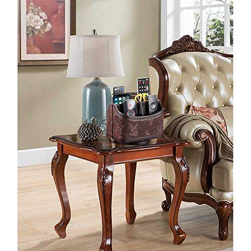 PU Leather 360° Rotatable Remote Control Holder,Nightstand TV Remote Caddy - color: 1 Retro