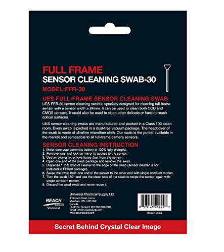 UES FFR30 Full Frame Sensor Cleaning Swab Refill Package - 30pcs 24mm Swabs - style: 30 Swabs