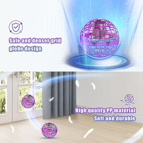 XINHOME 2 Pcs Flying Orb Ball Toys(Blue+Pink) Soaring Hover Boomerang Spinner Hand Controlled Mini Drone for Kids Adults Outdoor Indoor