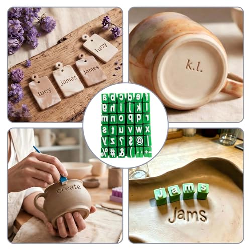 Lowercase Letter Stamps 36Pcs Small Letter Stamps for Clay, 3"X2.56"X1.3" Lowercase Letters and Symbols Stamp for Pottery Clay and DIY Craft (1 Set of Lowercases Letters Symbols) - color: Lowercase Letters