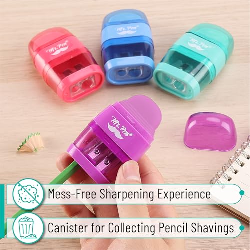 Mr. Pen- Pencil Sharpener & Eraser, 4 Pack - color: Colorful Eraser, size: 4 Pack