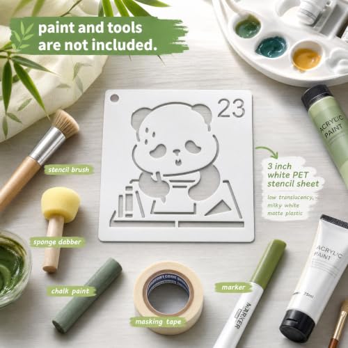 36 Panda Stencils for Painting, 3 Inch Cute Animal Templates for Crafts - color: Panda