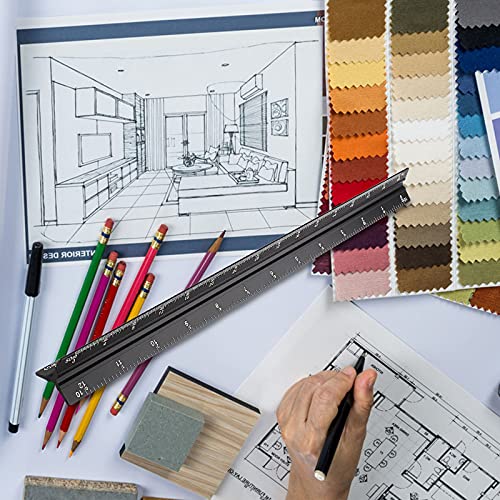 12" Engineer Scale Ruler Architectural Ruler Imperial, Black - color: Imperial Black