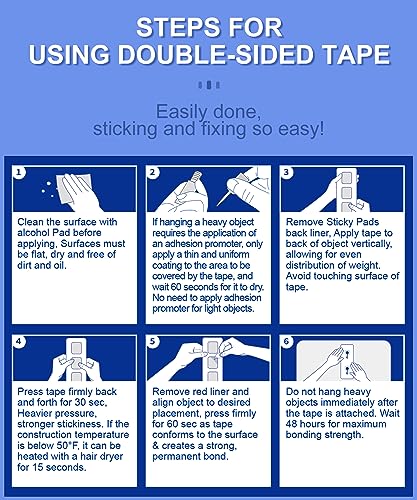 PHIXBEAR Double Sided Tape Heat Resistant Heavy Duty, 12 Pcs Adhesive Pads - size: 12Pcs SQ 2.36"x2.36"