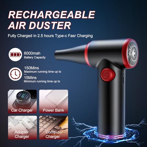 ATEngeus Air Duster, Stepless Speed Compressed Air Duster with LED Light - color: Tad072
