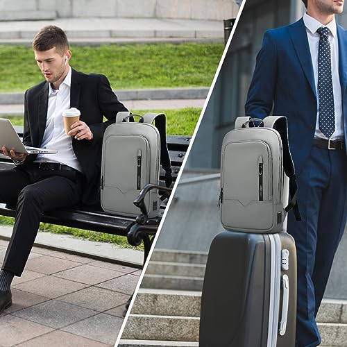 hk Backpack for Men Business Slim Laptop Bag - color: Grey, size: 17.3 Inch