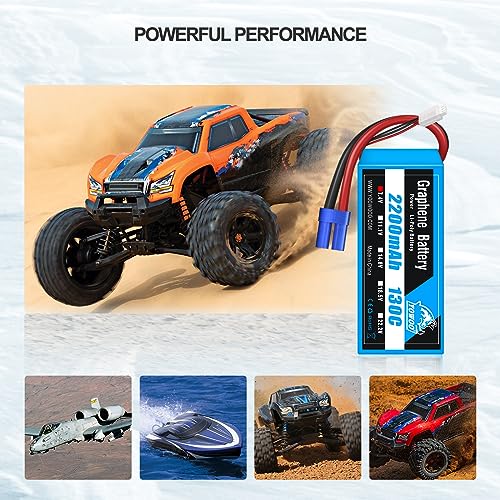 Yowoo 2 Pack 2S 7.4V 2200mAh 130C Graphene LiPo Battery EC3