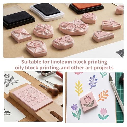 8 Pack Pale Pink Linoleum Blocks 4 x 6 in for Printmaking - size: 4"x6"