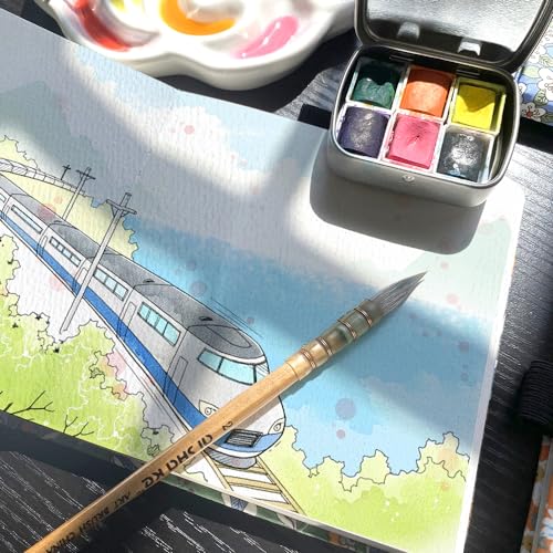 5x5 Watercolor Sketchbook,Mixed Media Pad,Travel Portable Drawing Journal - color: Magic Bottle