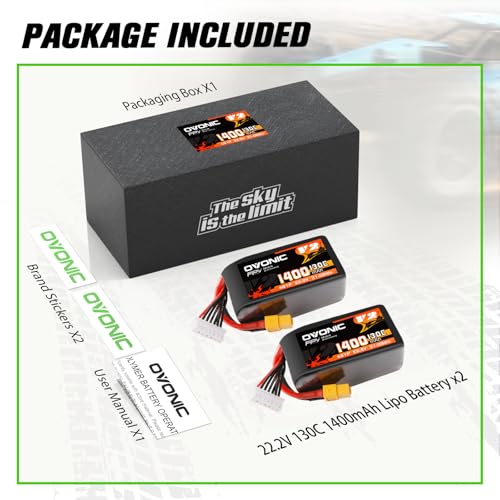 OVONIC 130C 6S 1400mah Lipo Battery 22.2V Pack with XT60 Plug for FPV Racing(2pcs)