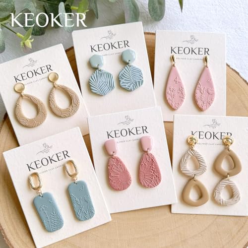 KEOKER Polymer Clay Texture Sheets, Clay Texture Mat for Making Earrings Jewerly, Polymer Clay Earrings Tools (A+B+C) - color: A+B+C