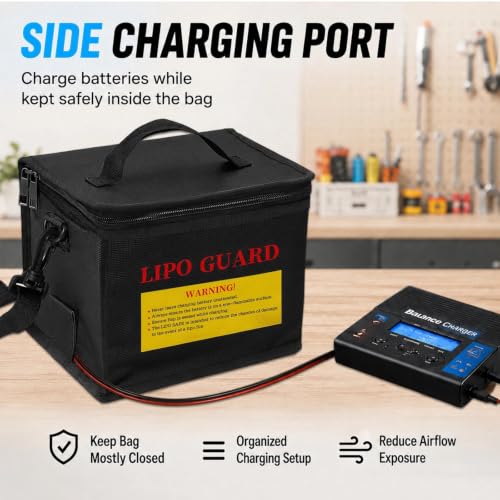 LiPo Safe Bag Fireproof Explosionproof Battery Storage & Charge Safe Pouch - color: Black