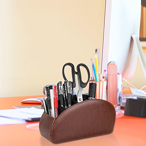 SITHON Remote Control Holder with 5 Compartments - color: Brown, size: Small