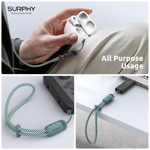 SURPHY 2 Pack Phone Lanyard, Phone Wrist Strap for Case, Camera Wrist Strap - color: Black & Green