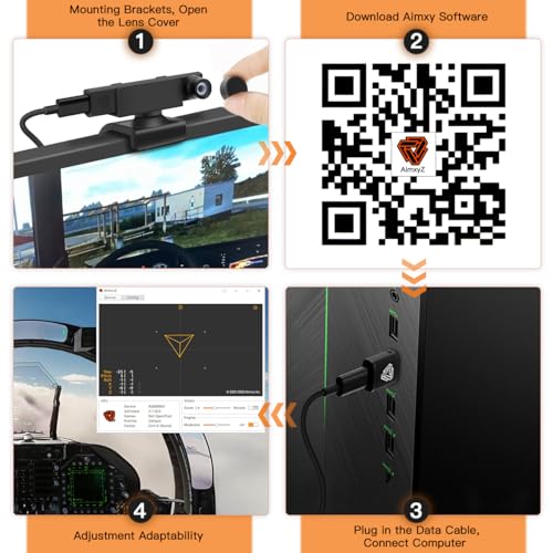 MiYee Head Tracking System for AimxyZ with 6DoF tracking technology Head Tracking Simulation Racing Game Sensor for PC Gaming Easy Installation, No Need to Wear any Equipment