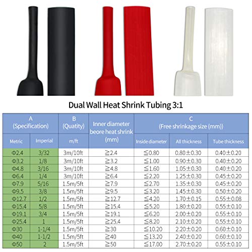 Purple-fox 3:1 4FT Waterproof Heat Shrink Tubing Marine Grade Wire Cable Adhesive Lined Tube Insulation Seal Against Moisture Corrosion and Air Leakage Transparent (3/16(4.8mm)) - color: 3/16(4.8mm)