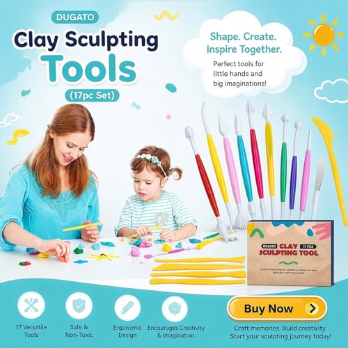 DUGATO Clay Sculpting Tools, 17 pc Double-Sided Modeling Set (Pack of 3) - size: 17 (Pack of 3)