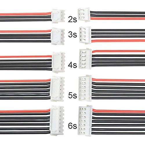 FLY RC 10pcs 22AWG 2S 3S 4S 5S 6S Lipo Battery Balance Charger Cable JST XH Connector Adapter Plug(Each 2pcs - style: 2s-6s(each 2pcs)