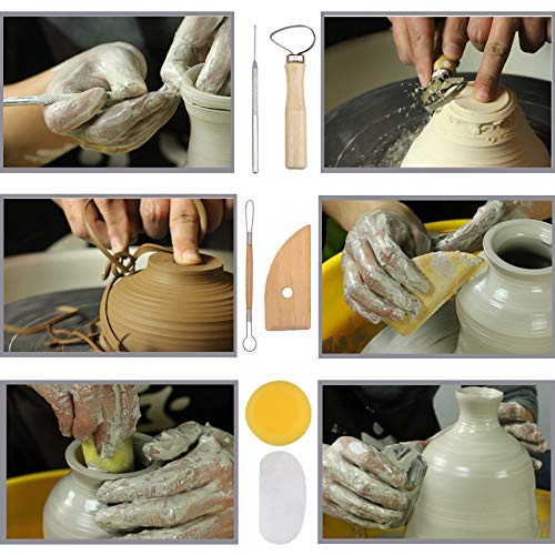 EuTengHao 61Pcs Ceramic Clay Tools Kit Pottery Tools Clay Sculpting Shapers Carving Tool Set Contains Most Essential Wooden Clay Tools for Potters Beginners
