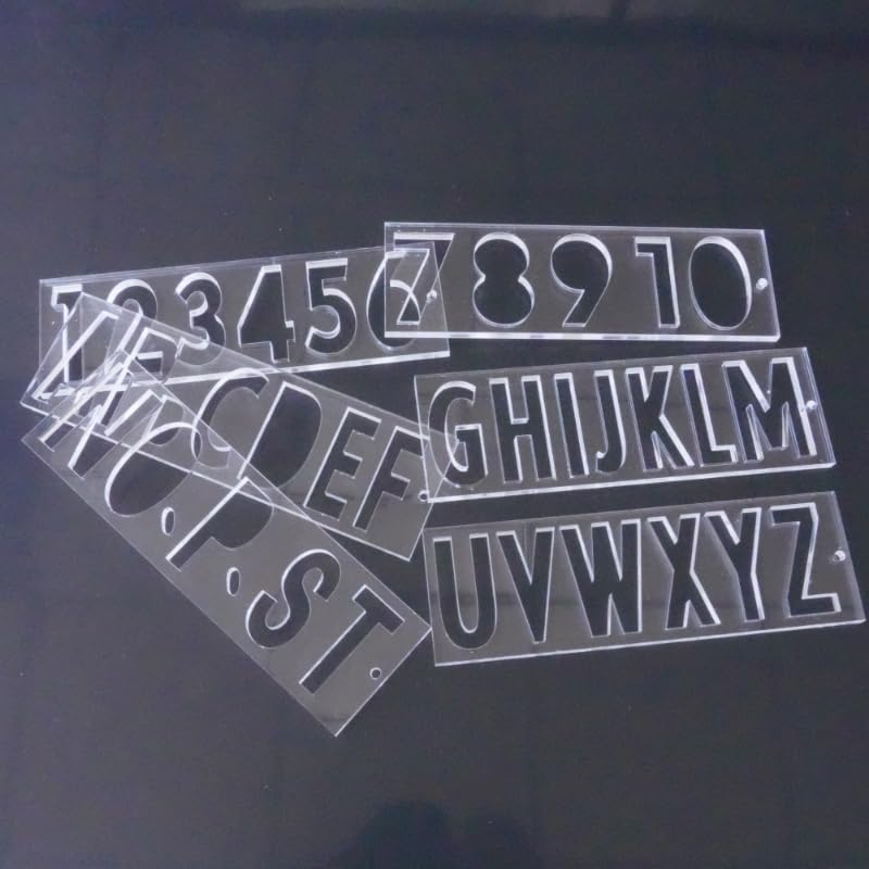 Uppercase Letter and Number Router Template for Woodworking 1/4'' Thick DIY Sign Making Clear Plastic Acrylic Inlay Templates Set