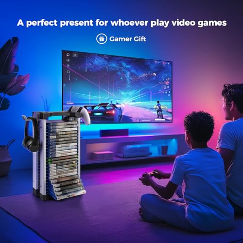 ASFSKY Video Game Storage Tower, 23-Game Organizer with 2 Controller Hooks - color: 23Pcs - 2Hooks