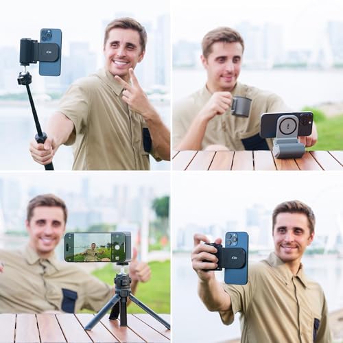 Travel Magnetic Phone Camera Grip for MagSafe iPhone 17 16 Pro Max - color: Magsafe Phone Grip-Black