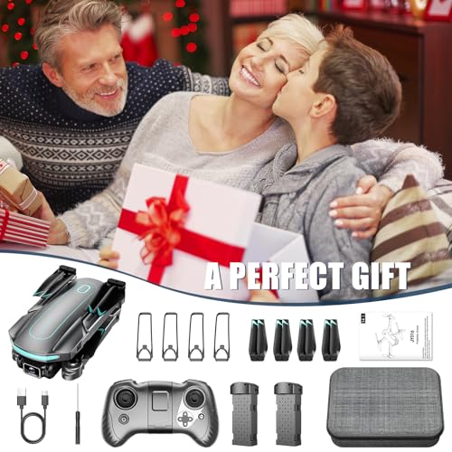 Drone with Camera for Adults and Beginners, 1080P HD FPV Foldable Mini Drones for Kids, 2 Batteries, Carrying Case, Trajectory Flight, Gravity Control, One-Key Takeoff/Landing, 360° Flip, Gift for Boy