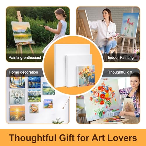 6-Piece Canvas Set for Painting – 11.8x7.9”, 7.9x5.9”, 5.9x3.9”, 7.9x7.9”, 5.9x5.9”, 3.9x3.9” Stretched Canvas Panels – White Artist Canvas Boards for Oil, Acrylic & Craft Painting (Model A) - size: Model A