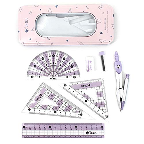 Adela 8 Pieces Student Math Geometry Tool Set Drawing Compass (05064Pink) - color: 05064pink