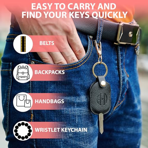 Leather Remote Key Fob Sleeve for Broken Car Key Loop Replacement - color: Black 01, Large
