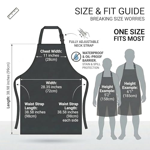 Homsolver 2 Pack Waterproof Dishwasher Rubber Adjustable Apron for Unisex - color: Black