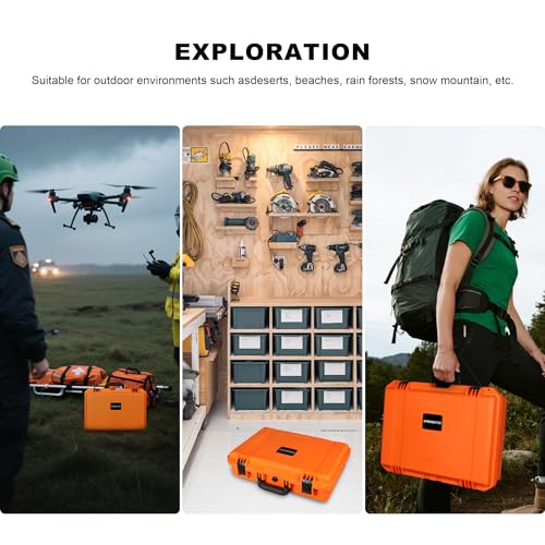IP67 Waterproof Protective Hard Case with Custom Foam Insert, 18", Orange - color: Orange
