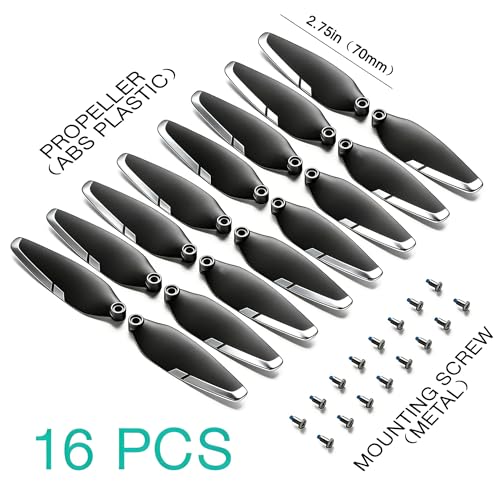 Universal 70mm/2.76In Drone Propellers for S159, S166, AE20,YL59, V168,AE20Max Models - Replacement Drone Accessories with Stable and High-Strength Blades,16-Pack(Silver) - color: Silver