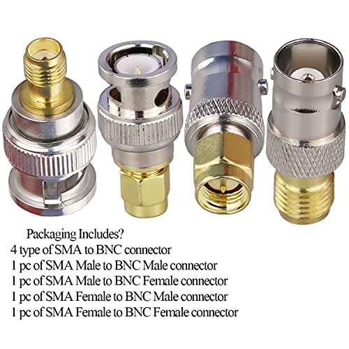 TUOLNK 4PCS SMA to BNC Antenna Coax Adapter Connector, SMA Male Female to BNC Male Female Coaxial Adapters for SDR, HAM Radio, Scanner, Walkie Talkie