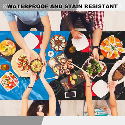 Boao 12 Plastic Elastic Fitted Tablecloths, 8 Ft, 96 x 30 Inch, Black - color: Black, size: 8 Ft, 96 x 30 Inch