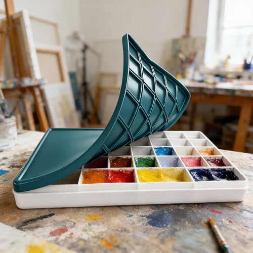 3 Pcs Plastic Paint Palette with Soft Lid, Includes 20 Painting Pens