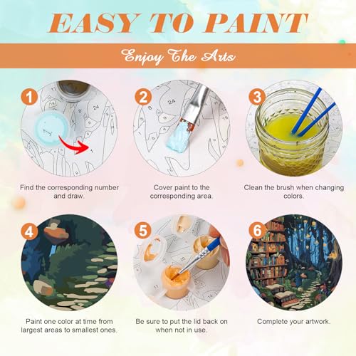Kalonyth Book Tree Paint by Numbers Kit for Adults, 16x20 inch, No Framed - color: OP-US14