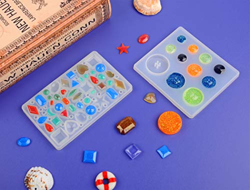 Suhome 73 Pack Resin Earring Mold Jewelry Silicone Resin Molds Making Kits Including Earring, Pendant, Bracelet, Necklace, Button Silicone Casting Molds for Beginners - color: Multi Colur