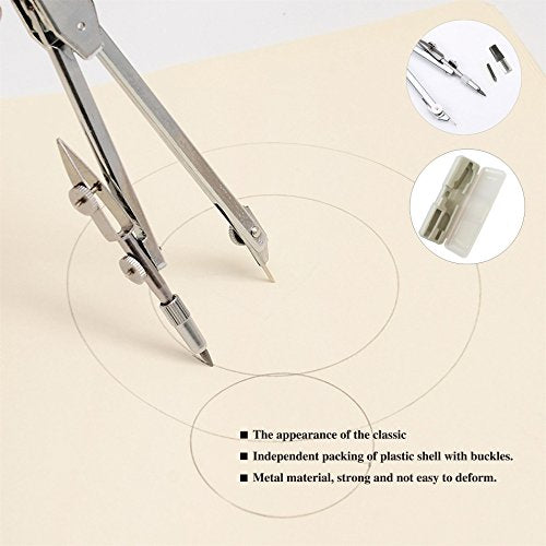 Drawing Compass and Plastic Math Protractors 180 Degree,6 Inch Swing Arm Protractor and 4 Inch Small Protractor,3 Piece Student Geometry Math Set