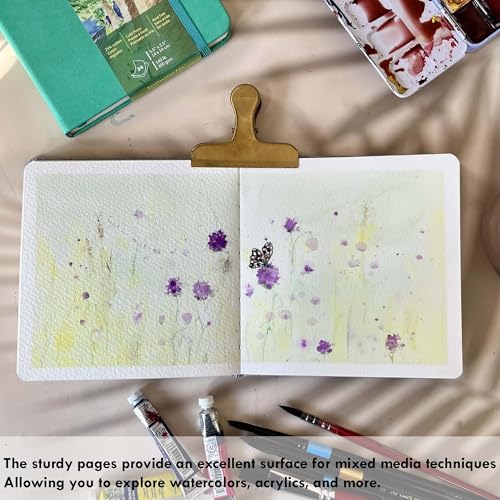 Watercolor Journal, 3.5x5.5”, 140 LB, 300 GSM, Cotton Paper, Cold Press - color: Blue