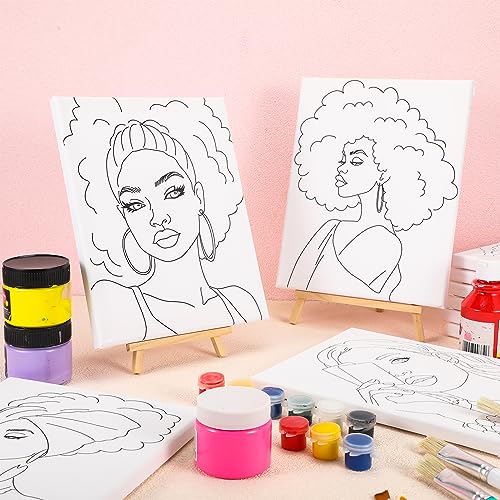 Sherr 10 Pcs Pre Drawn Canvas for Painting,Novel Afro Queen,8 X 10 Inch - size: 8 x 10 Inch, style: Novel Afro Queen