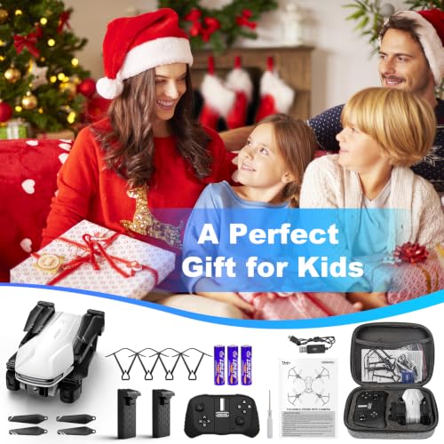 1080P Drones with Camera for Adults, Foldable Drone with 2 Batteries - color: White