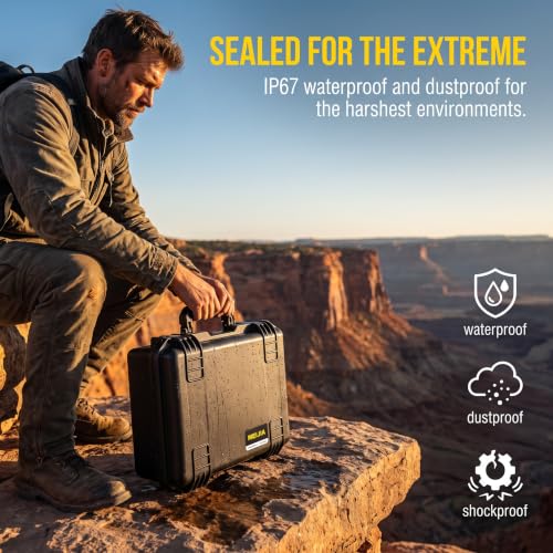 MEIJIA Premium Waterproof Hard Camera Case,Hard Case with customizable fit foam,Full Protection with Light&Convenient Design,Elegant Black (19.3"x15.25"x7.3") - size: 19.3"x15.25"x7.3"